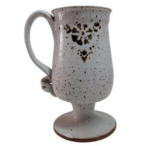 Goblet Mug Cup Stoneware Coffee Tea Signed Pottery 6-1/2" 12oz